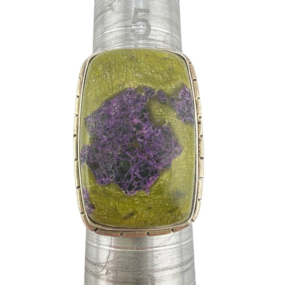 925 Sterling Silver Atlantisite Serpentine Stichtite Ring Size 7.5